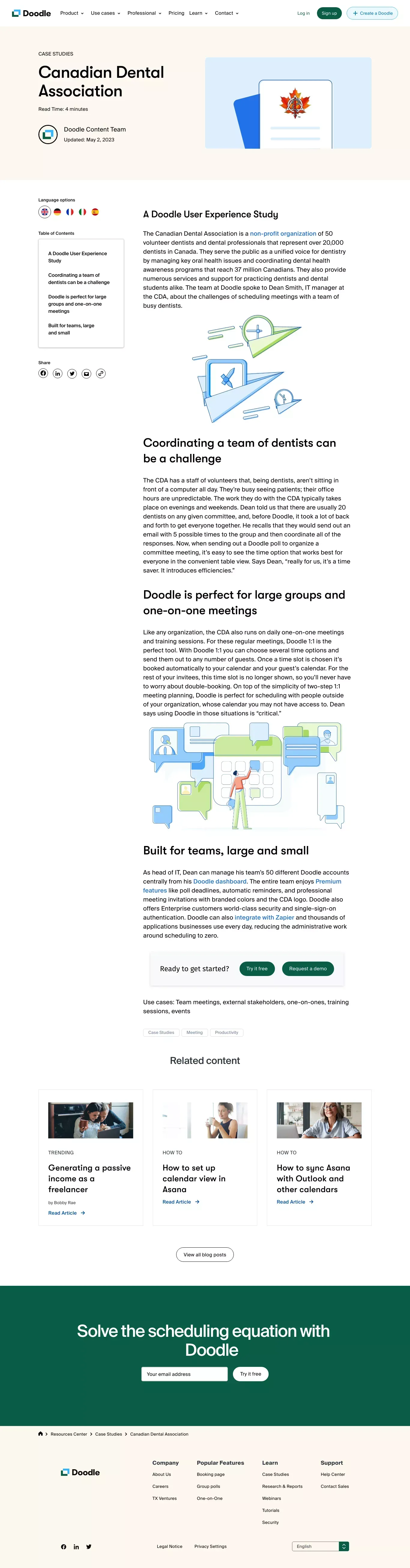 Case Studies: Canadian Dental Association | Doodle - Case Study design