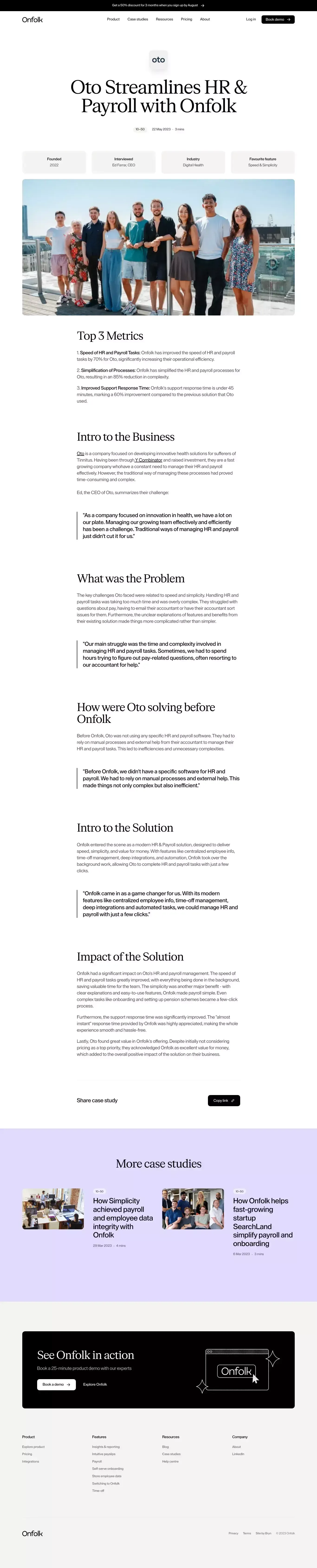 Oto Streamlines HR & Payroll with Onfolk · Onfolk - Case Study design
