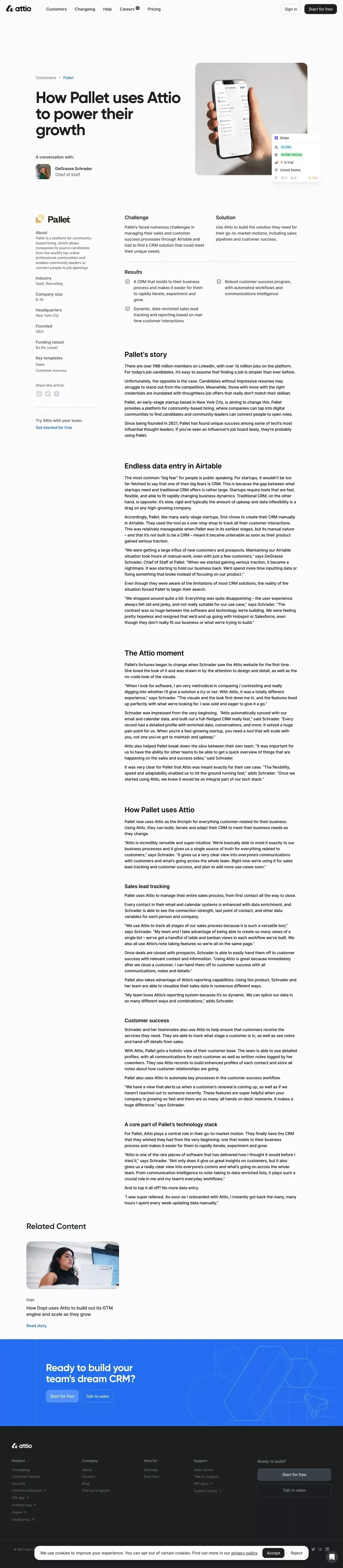Pallet's Story | Attio - Case Study design