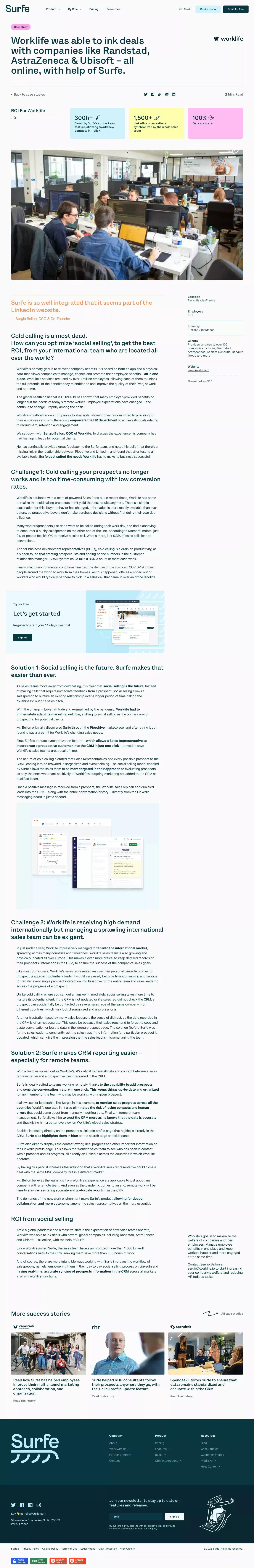 Worklife inked deals with Randstad or AstraZeneca with Surfe - Case Study design