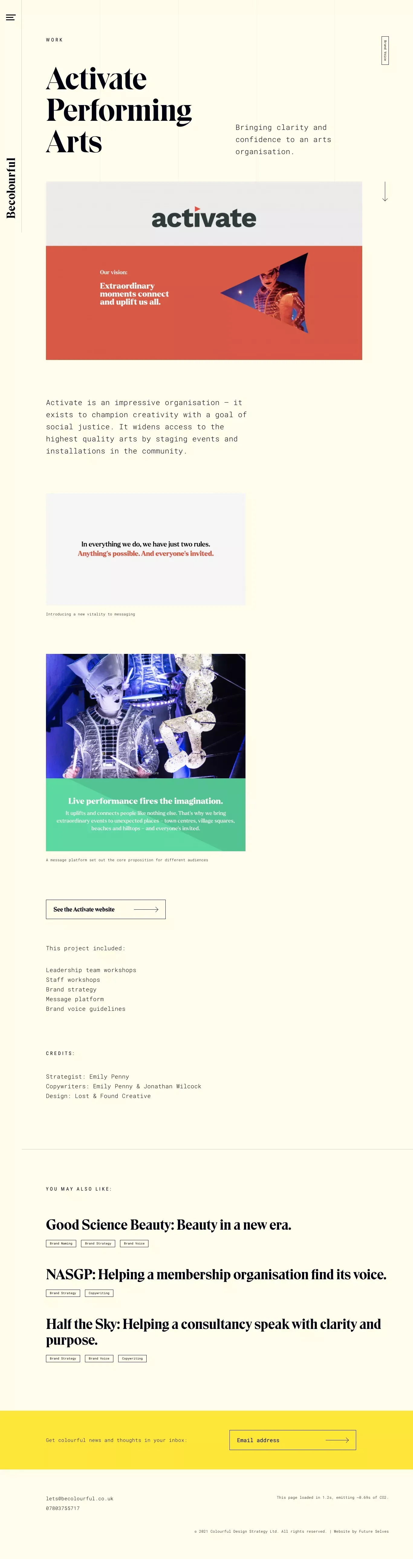 Activate Performing Arts - Becolourful - Case Study design