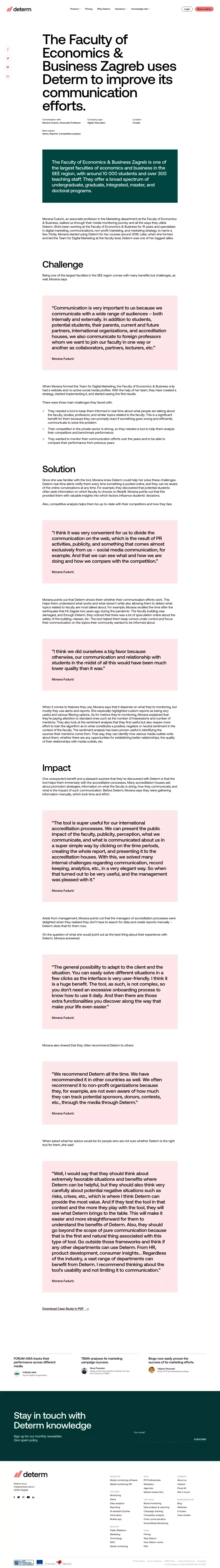 The Faculty of Economics & Business Zagreb uses Determ to improve its communication efforts. - Determ - Case Study design