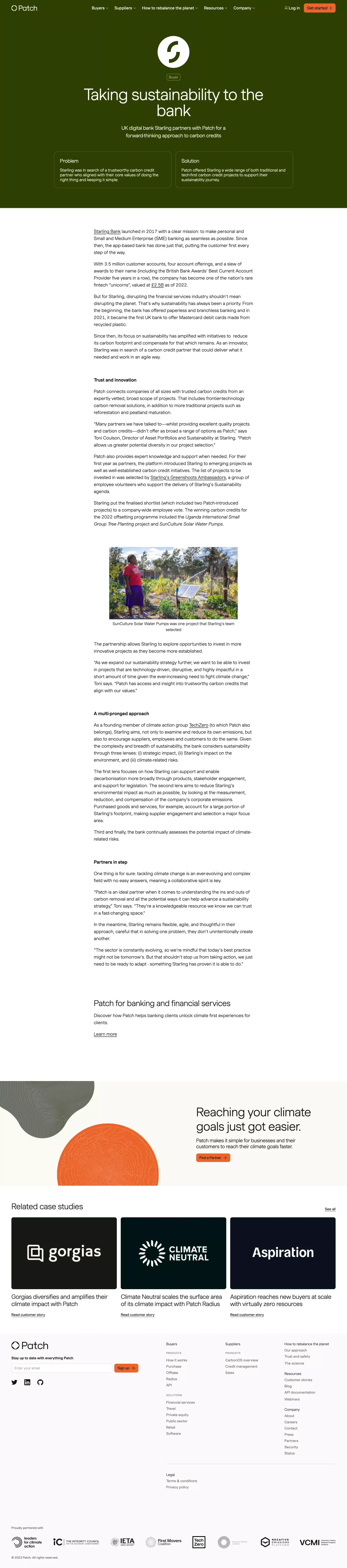 UK digital bank Starling partners with Patch for a forward-thinking approach to carbon credits | Patch - Case Study design