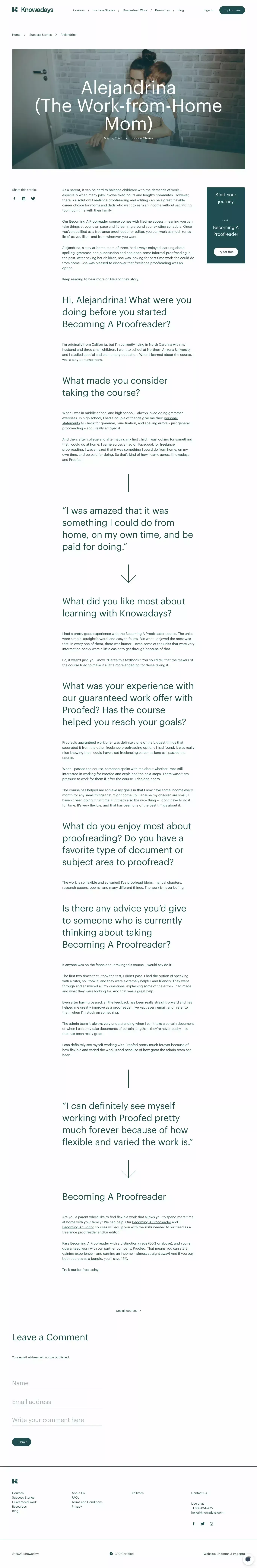 Success Story: Alejandrina (The Work-from-Home Mom) - Case Study design