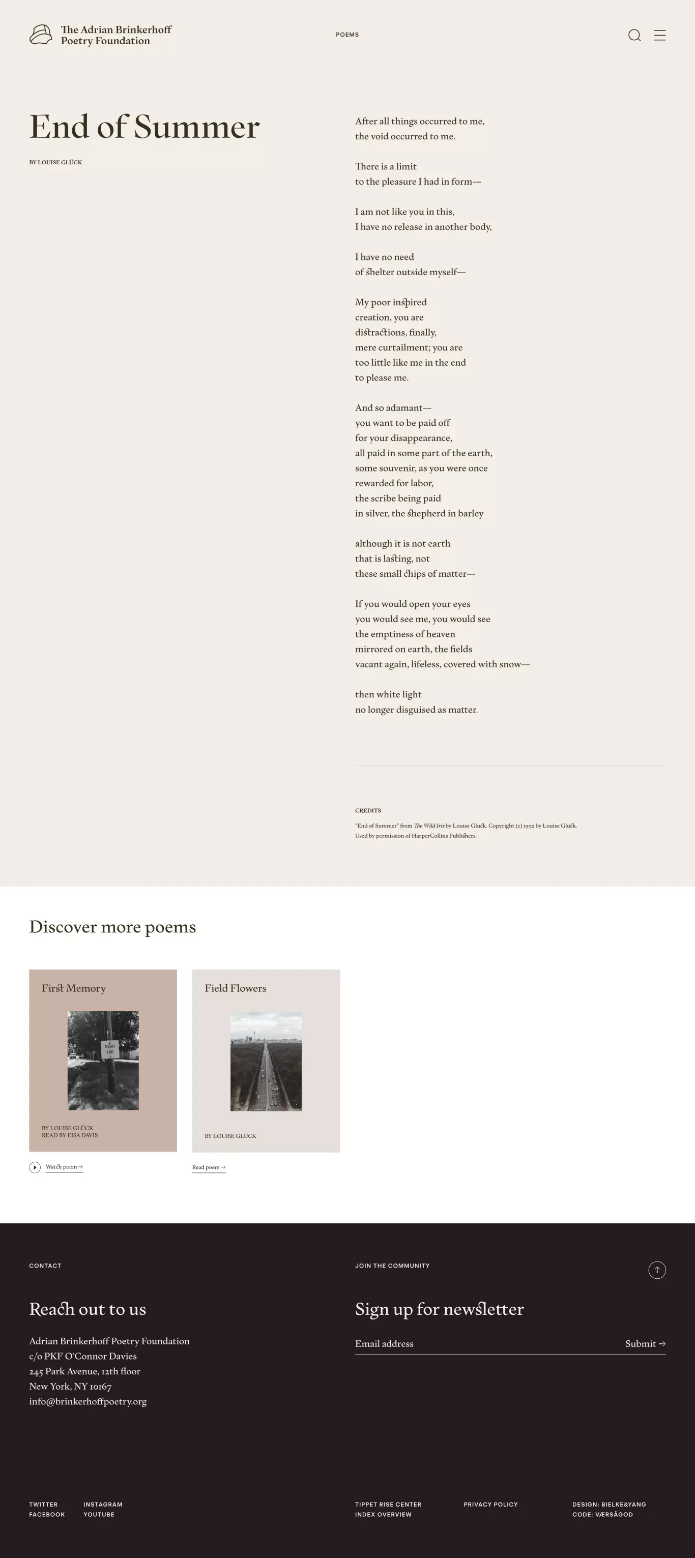 End of Summer – The Adrian Brinkerhoff Poetry Foundation - Blog Post design