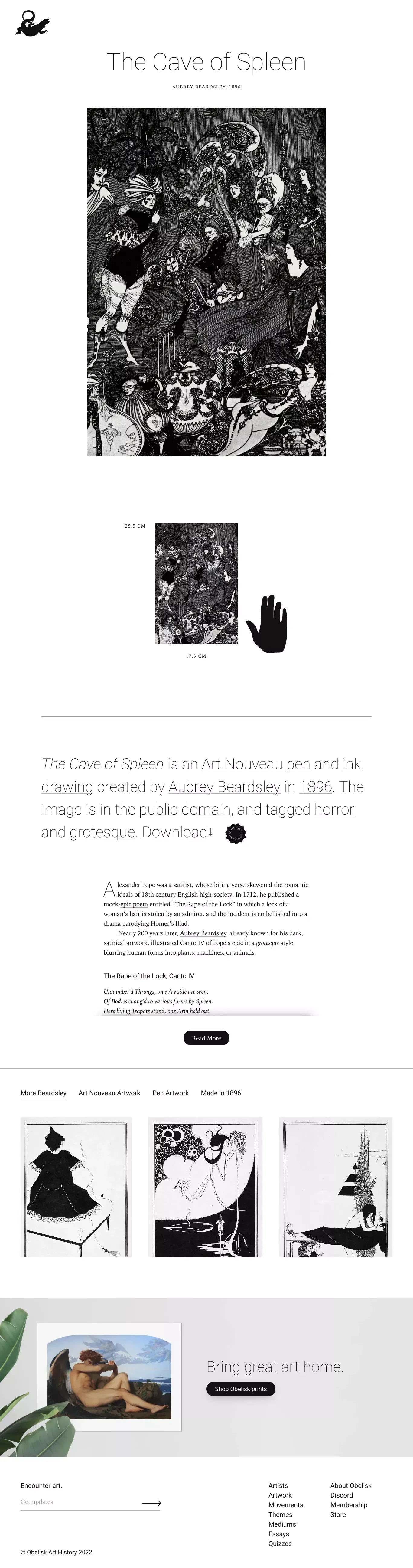 The Cave of Spleen by Aubrey Beardsley | Obelisk Art History - Blog Post design