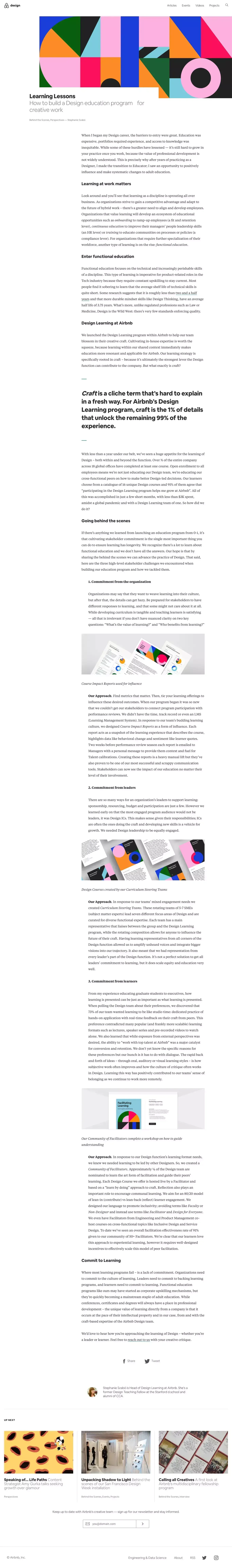 Learning Lessons – Airbnb Design - Blog Post design
