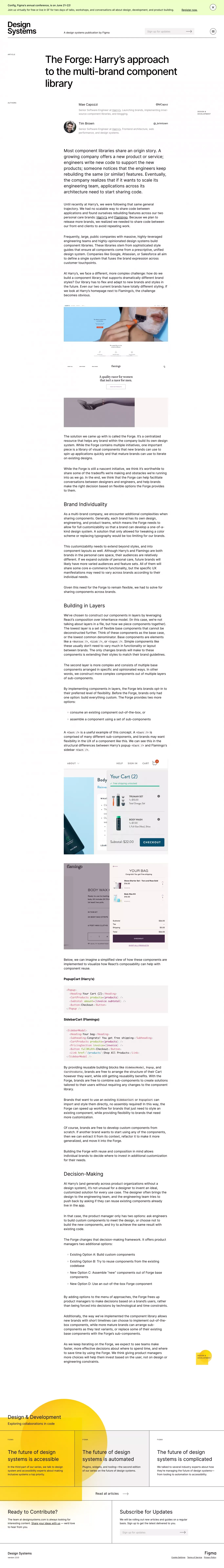 The Forge: Harry’s approach to the multi-brand component library - Blog Post design