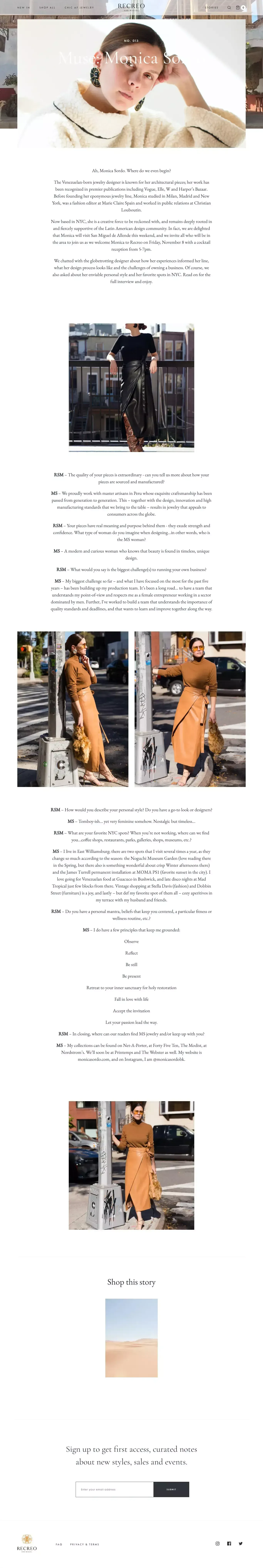 Muse: Monica Sordo – Recreo San Miguel - Blog Post design