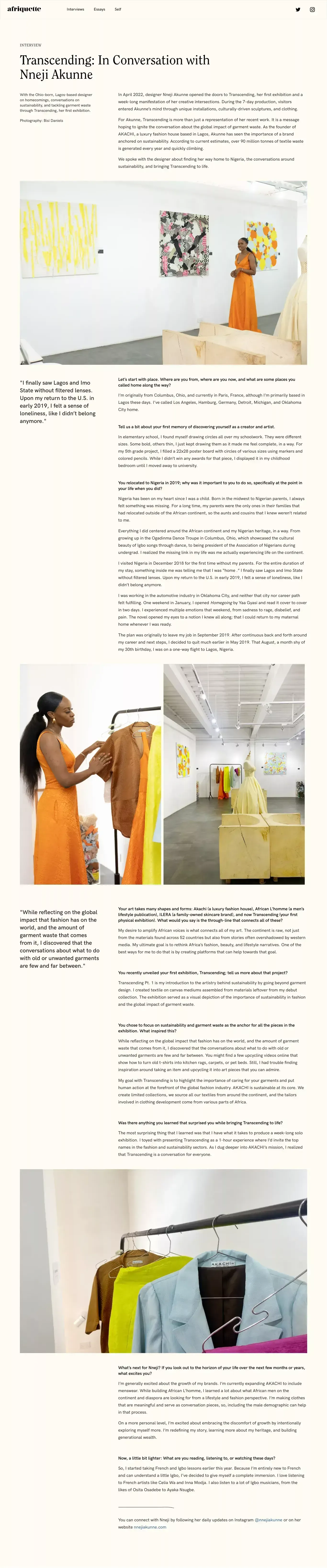Transcending: In Conversation with Nneji Akunne - Blog Post design