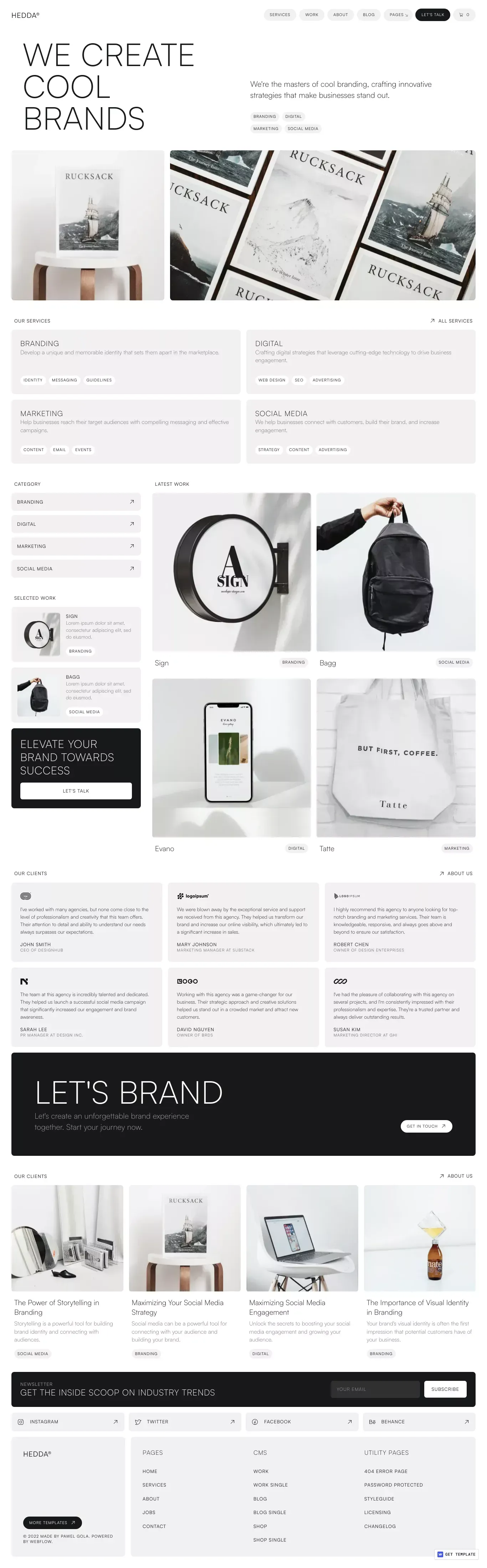 Hedda - Webflow Ecommerce Website Template - Template design