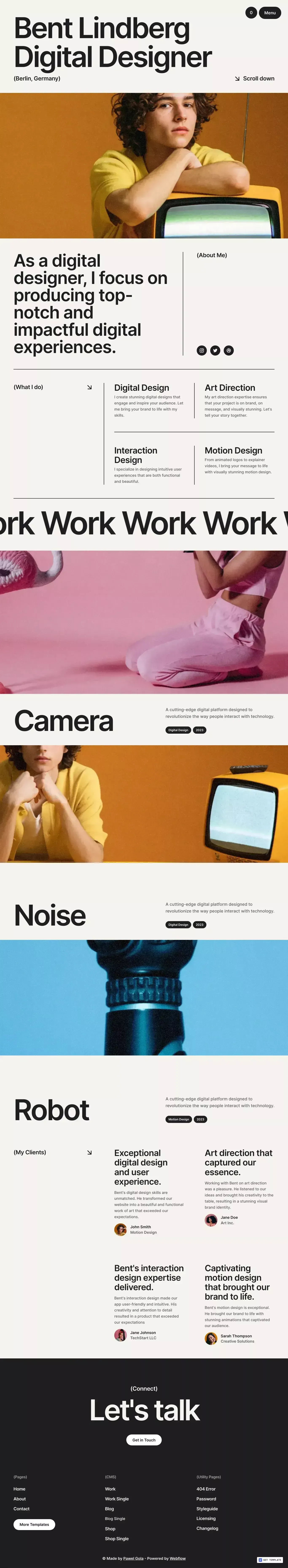 Bent - Webflow Ecommerce Website Template - Template design