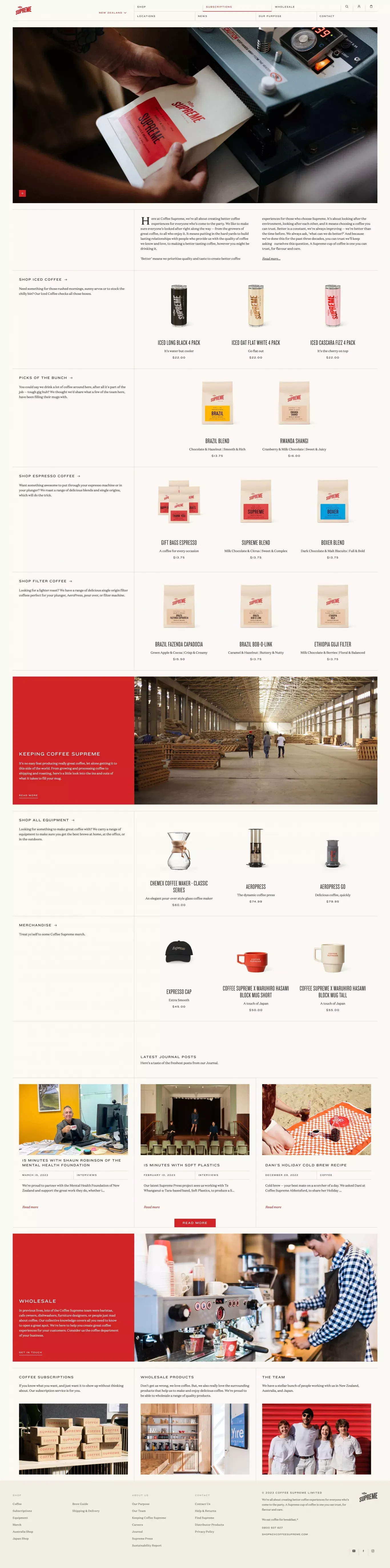 Coffee Supreme Online Store (Global) - Ecommerce design