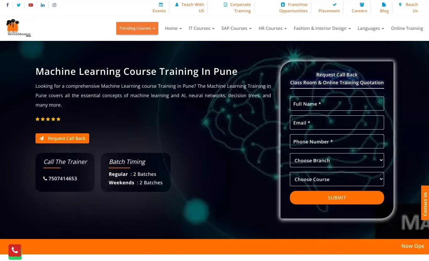 Machine Learning Course Training in Pune | SevenMentor - website design
