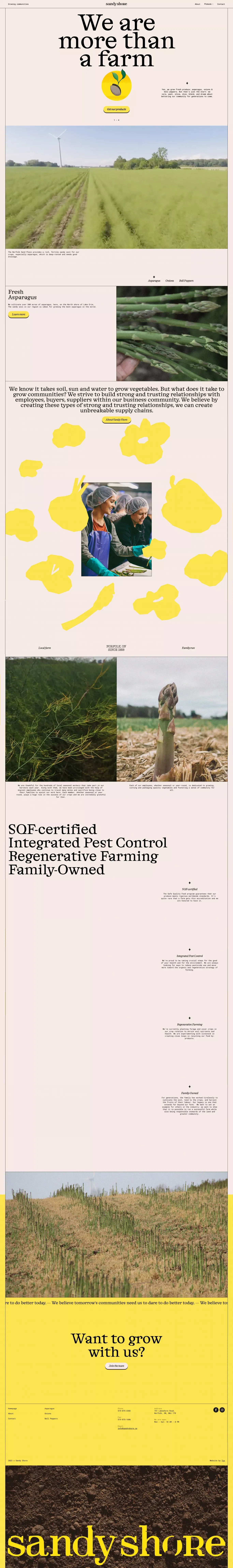 Sandy Shore Farms | Something bigger brings us together - Landing design