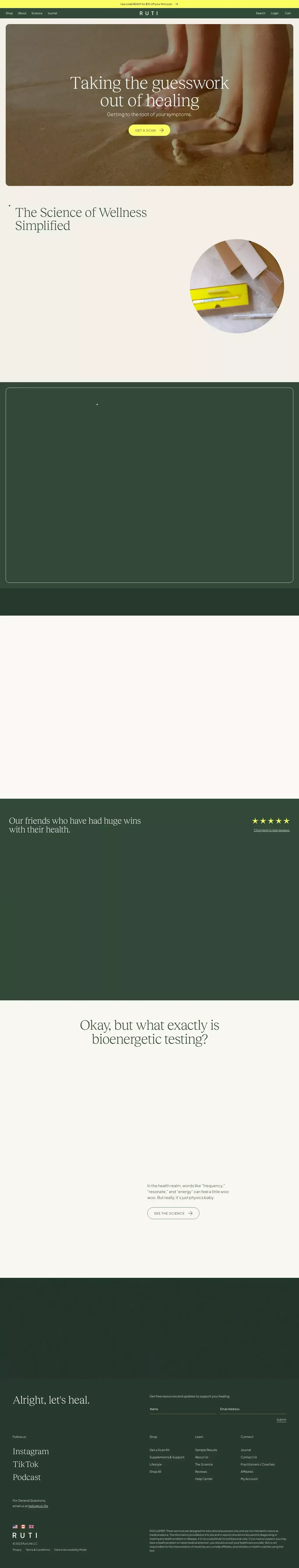 Ruti | Bioenergetic Scans + Root Cause Consultation - website design