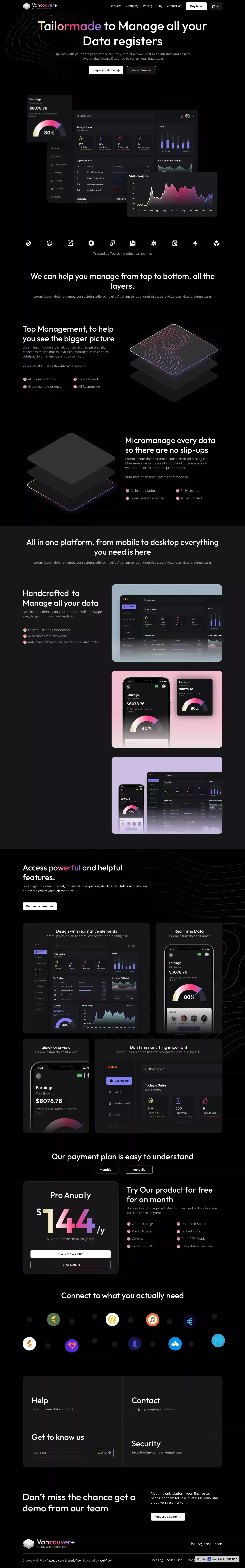 Vancouver Plus - Webflow Ecommerce website template - Template design