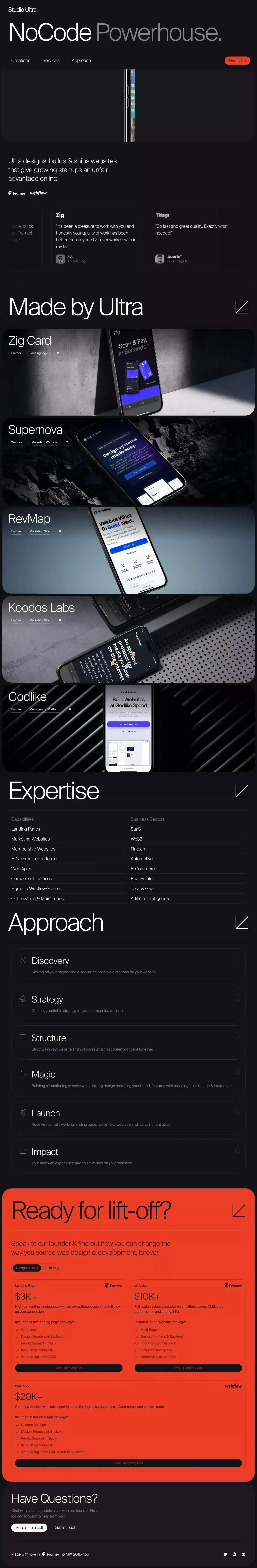 Ultra â Websites that give growing startups an unfair advantage - Portfolio design