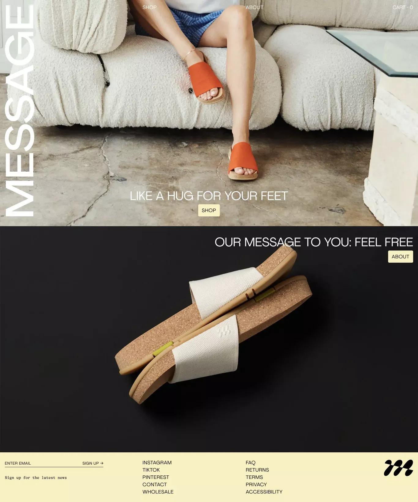 Message | Like a hug for your feet - Ecommerce design