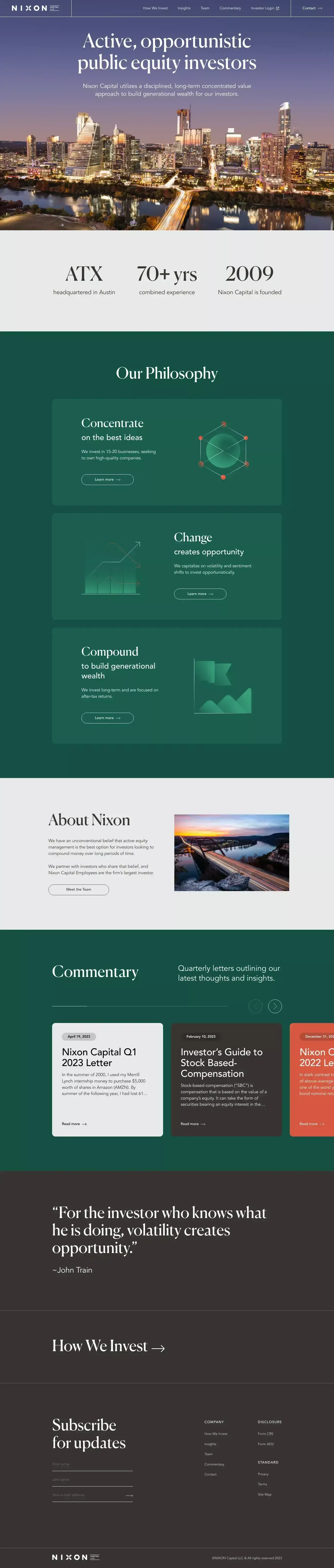 Nixon Capital - Opportunistic Public Equity Investors - Landing design
