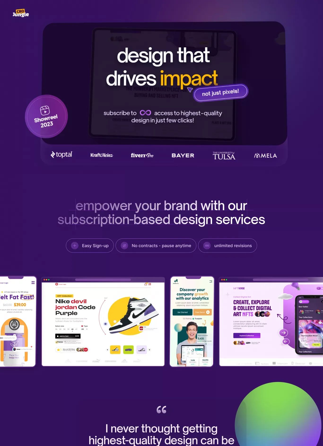 CROJungle | Top-Notch Subscription-Based Design Services - Landing design