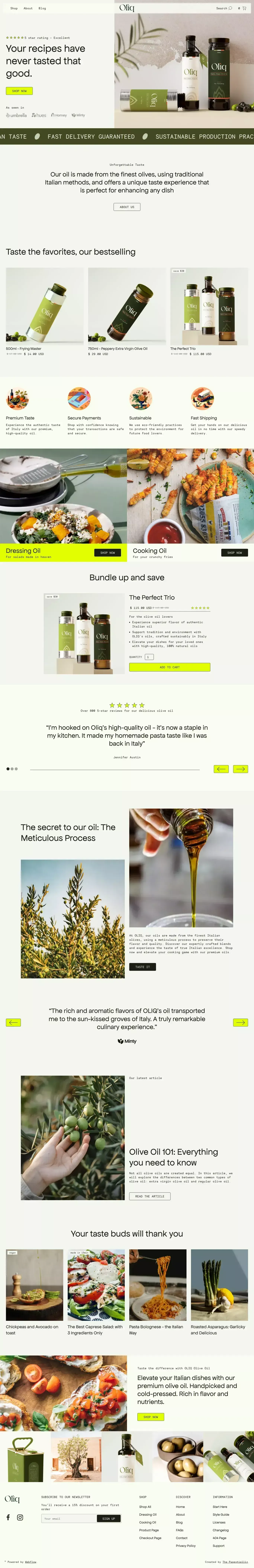 Oliq | Webflow Ecommerce Website Template - Template design