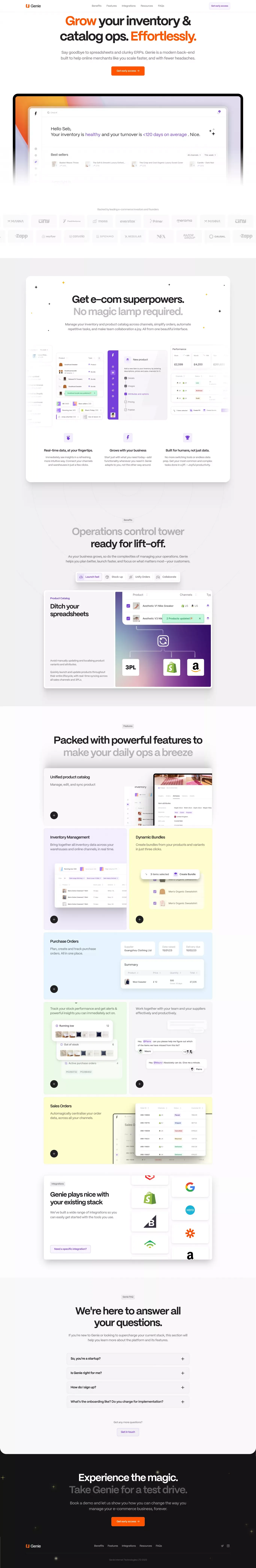Genie - Scale your e-com backend ops, effortlessly. - Landing design