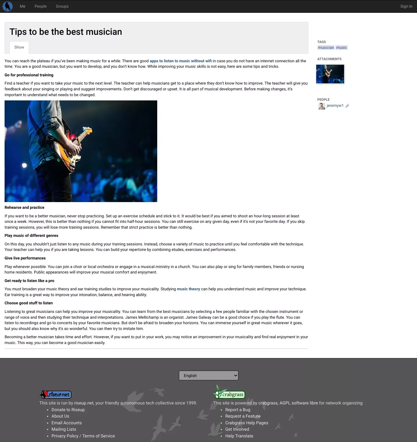 Tips to be the best musician  - jeremyw1 - people - Crabgrass - Blog Post design