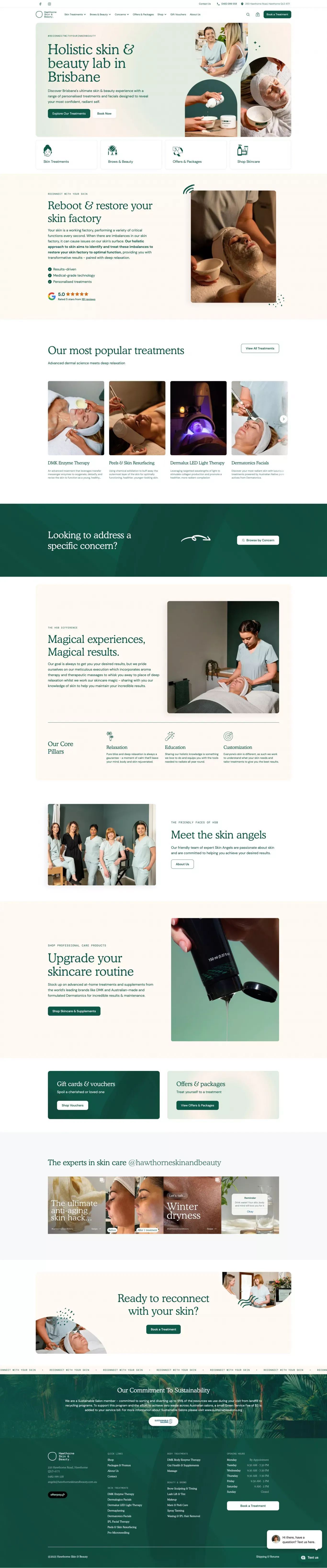 Hawthorne Skin & Beauty | Holistic Skin & Beauty Lab in Brisbane - Landing design