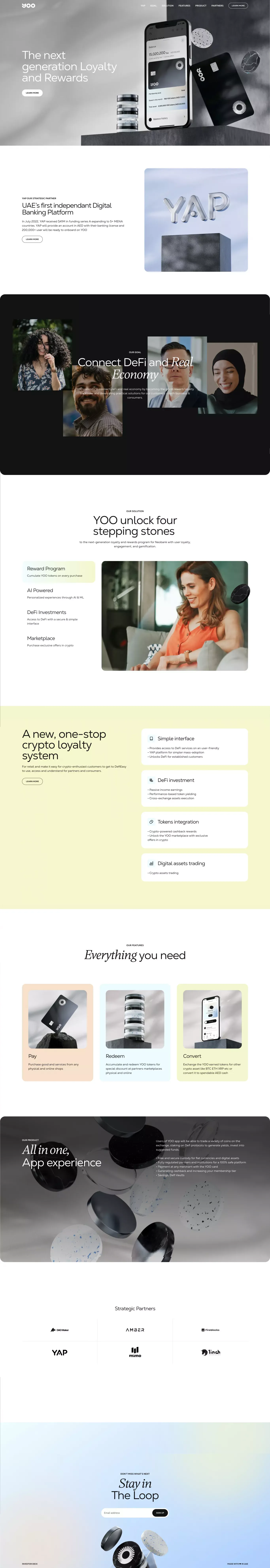 YOO - The next generation Loyalty and  Rewards - Landing design