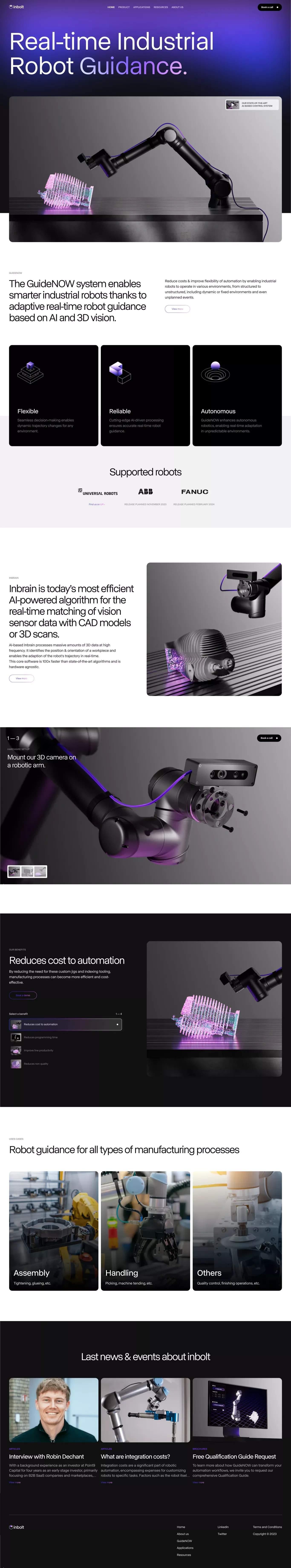 Inbolt - Real-Time Industrial Robot Guidance. - Landing design