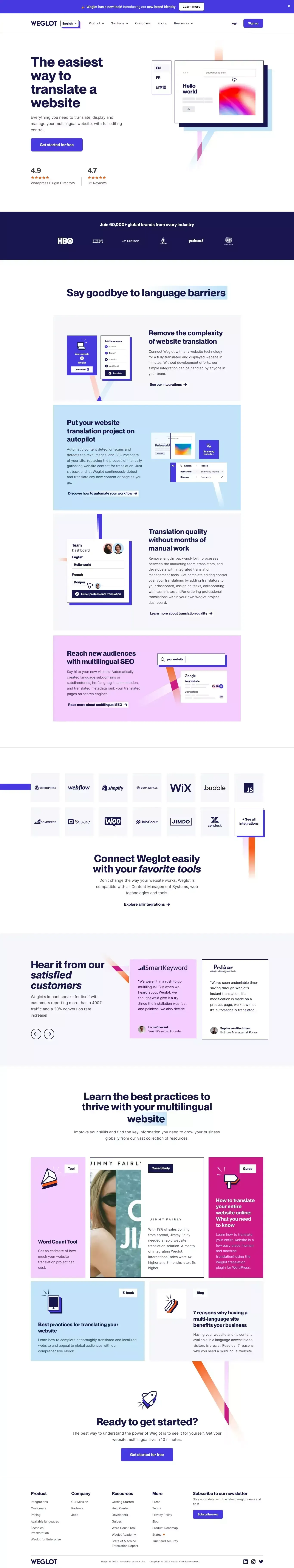 Weglot | Your solution for website translation, internationalization, and multilingual SEO - Landing design