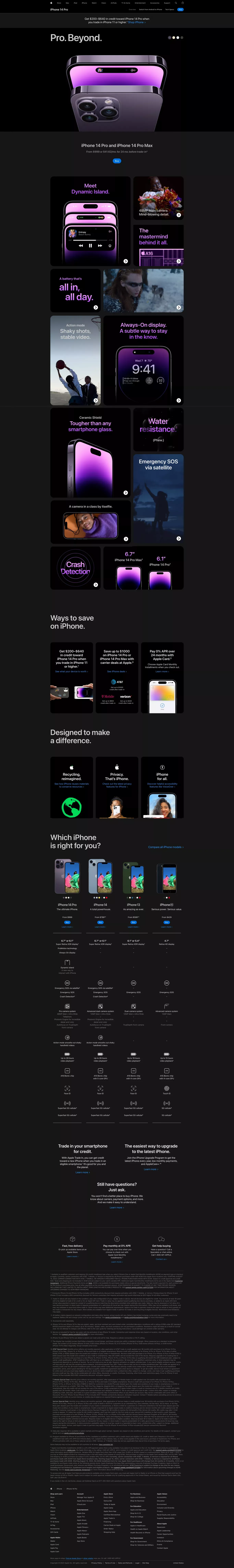 iPhone 14 Pro and iPhone 14 Pro Max - Apple - Landing design
