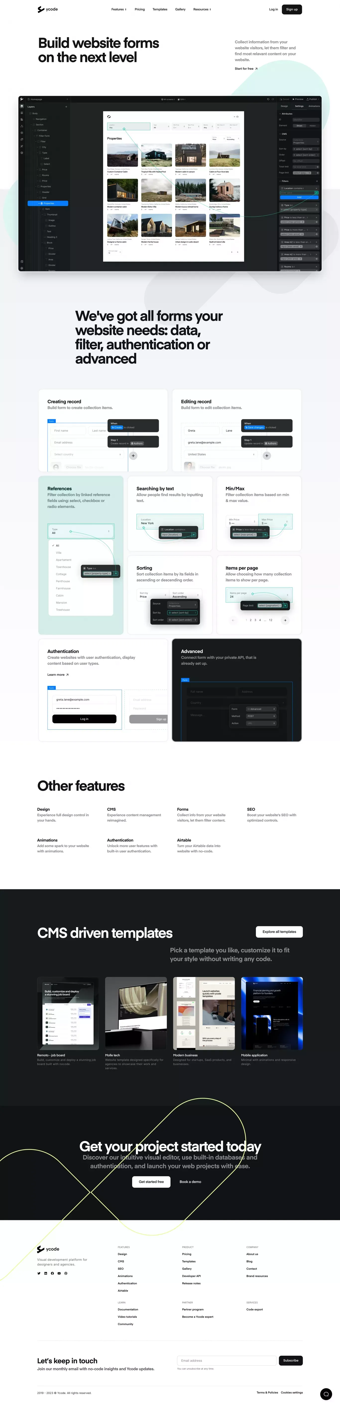 Ycode | Build website forms on the next level - Landing design