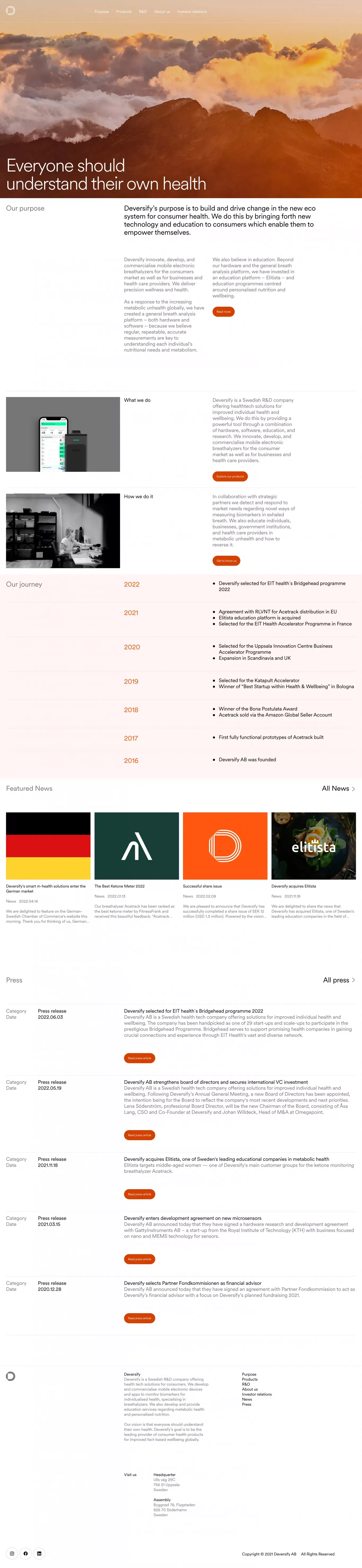 Deversify – Everyone should understand their own health. - Portfolio design