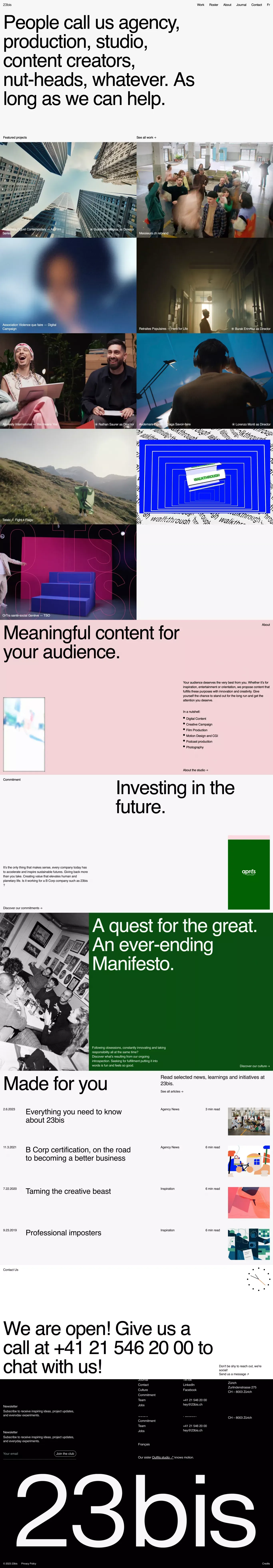 creative studio and agency in Lausanne | 23bis - Portfolio design