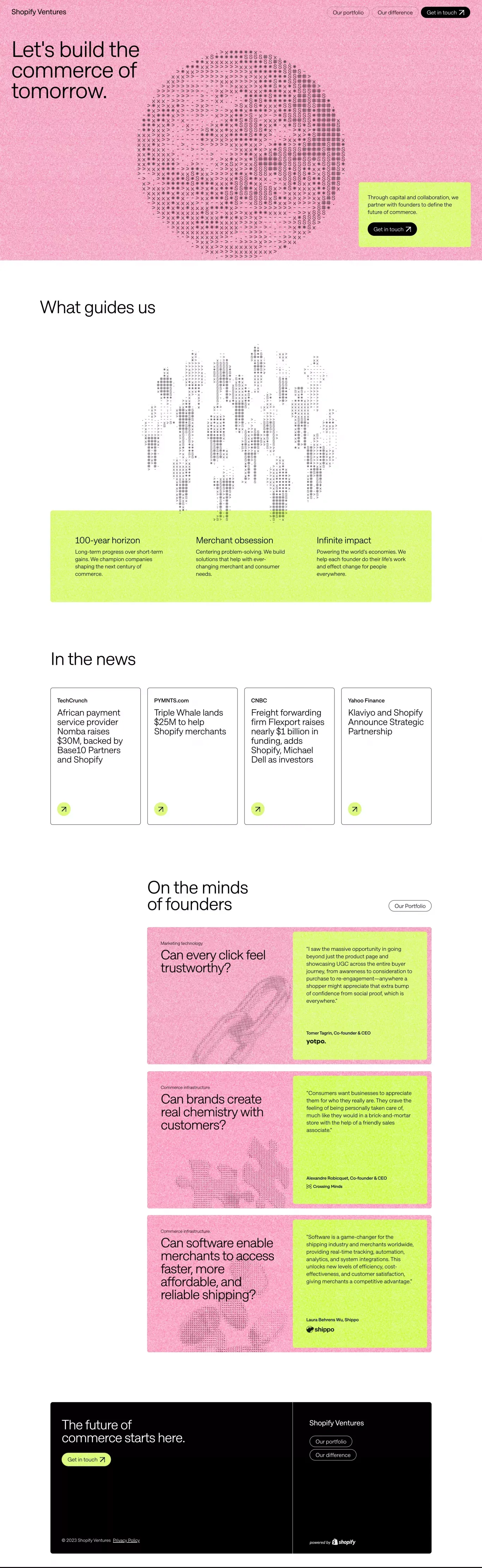 Shopify Ventures - Landing design