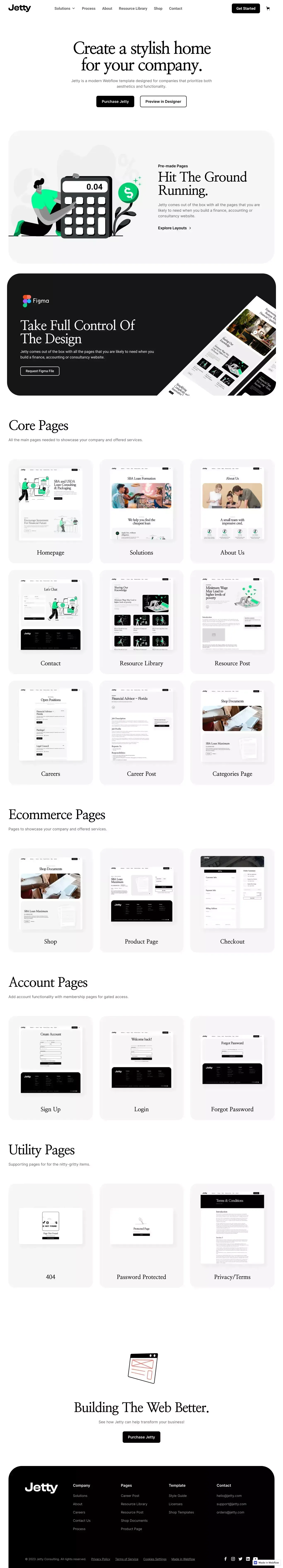 Jetty - Webflow HTML Website Template - Template design