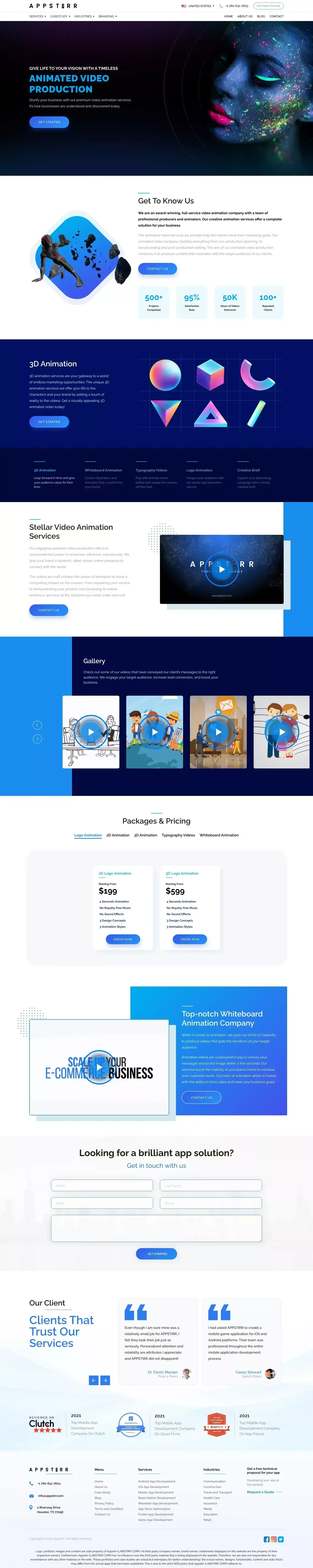 Top Animation Video Production Company | Video Animation Services - Landing design