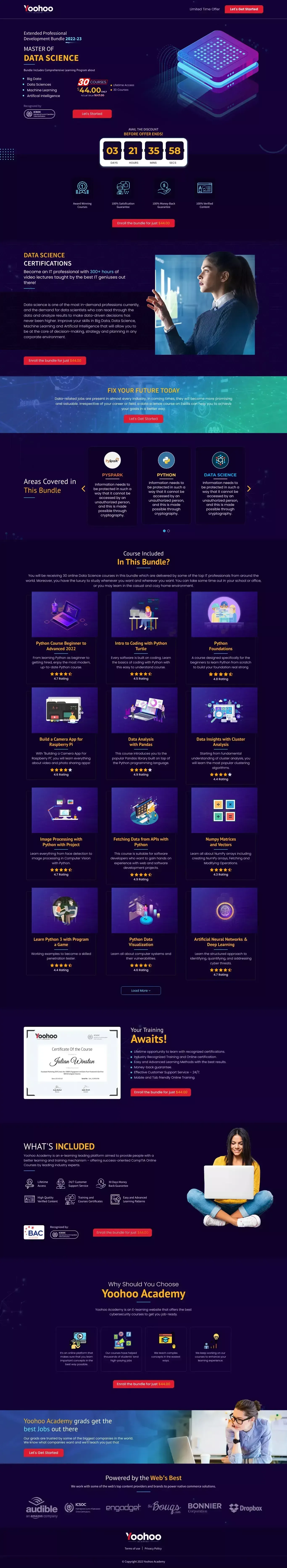 Master Of Data Science | Yoohoo Academy - Landing design