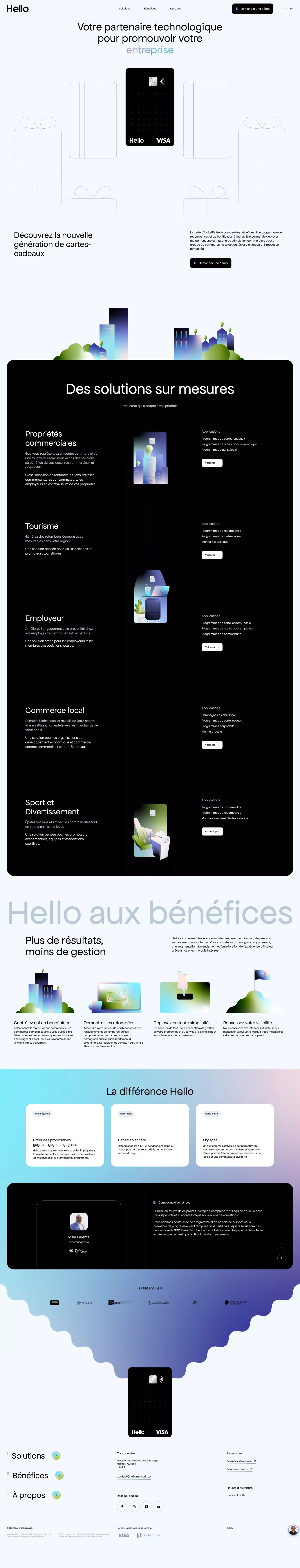 Carte Prépayée Visa | Montréal - Hello Network - Landing design