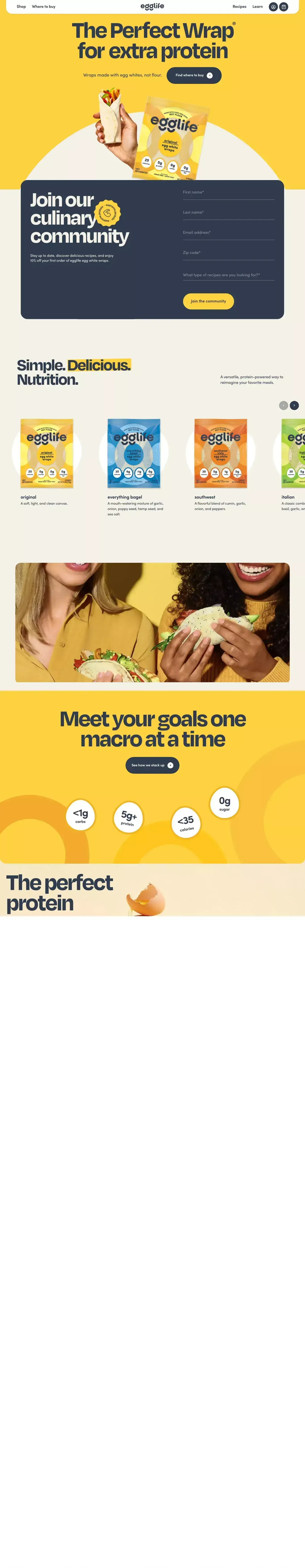Egglife | Wraps made with egg whites, not flour - Ecommerce design