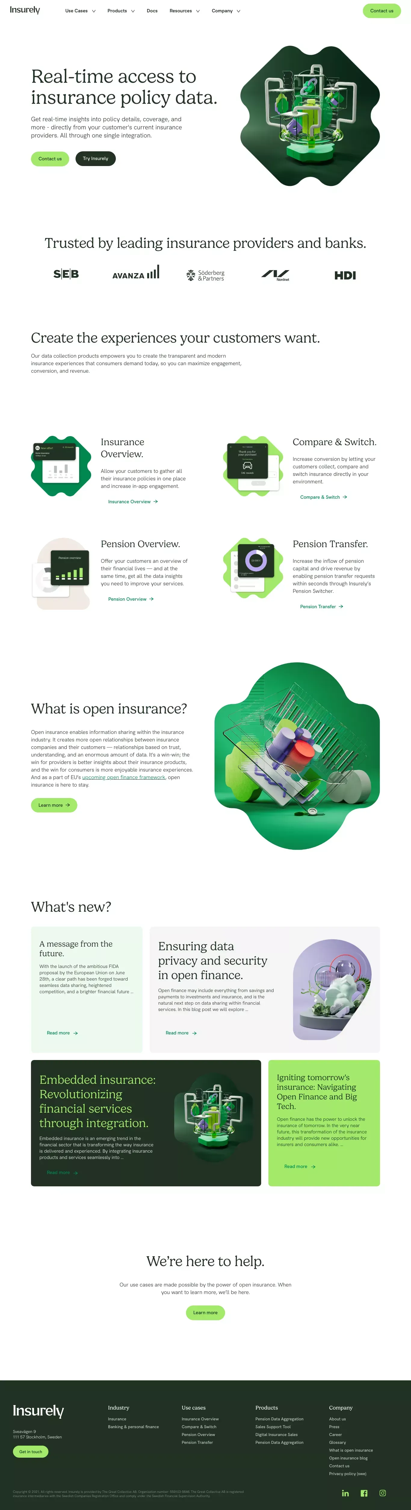 Real-time access to insurance data. | Insurely - Landing design