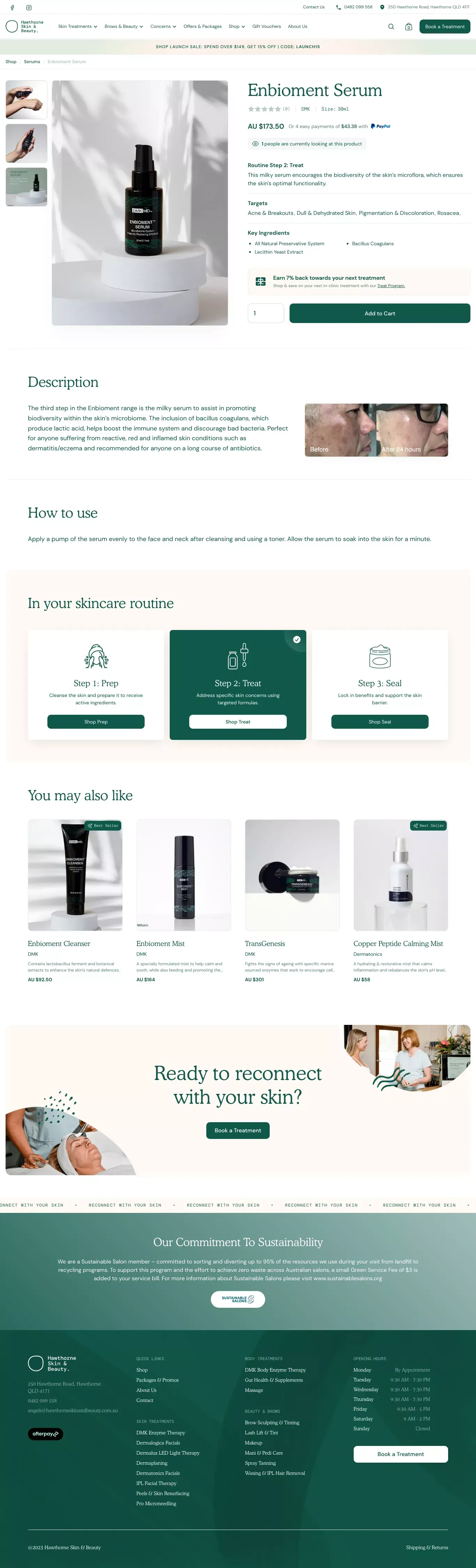 Enbioment Serum - Shop Online  | Hawthorne Skin & Beauty - Product listing design