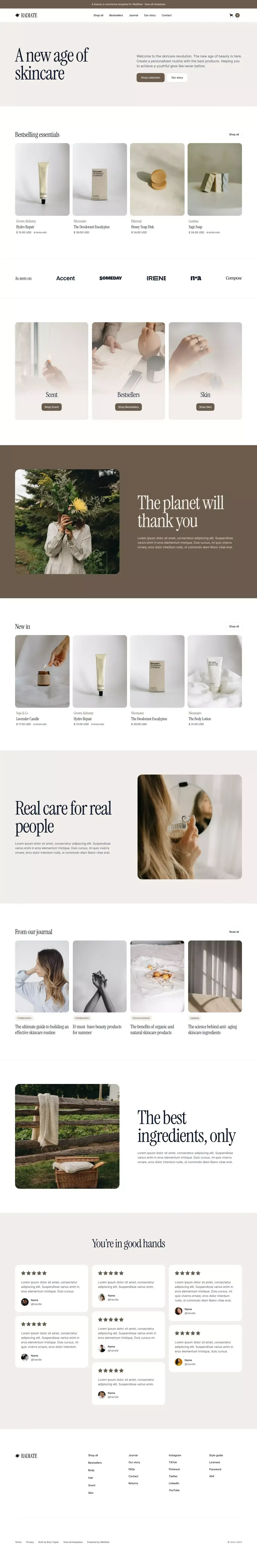 Radiate · Webflow HTML website template - Template design