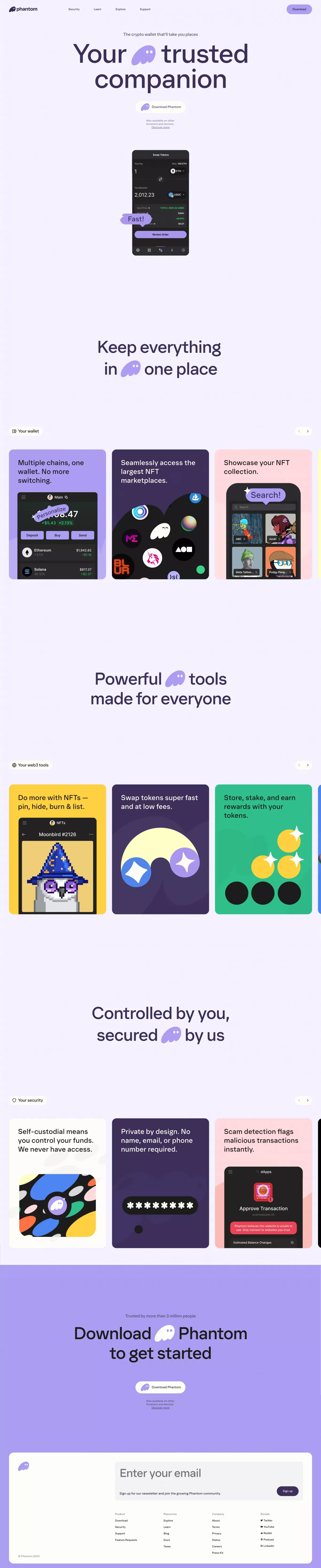 Phantom — Crypto & NFT Wallet — Solana | Ethereum | Polygon - Landing design