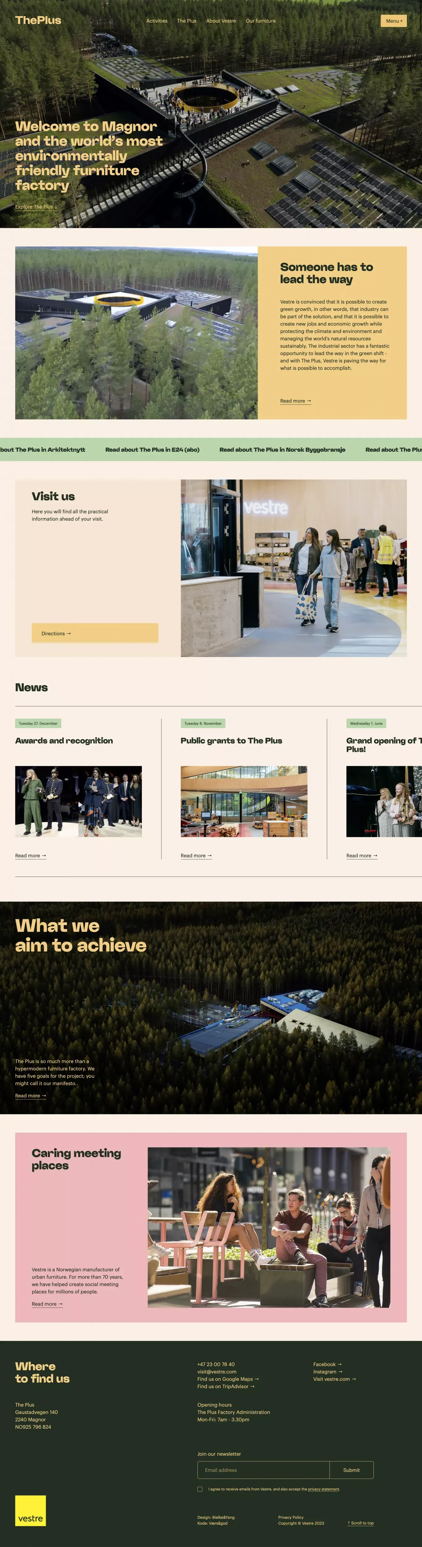 Vestre will build the world's most environmentally friendly furniture factory - Landing design