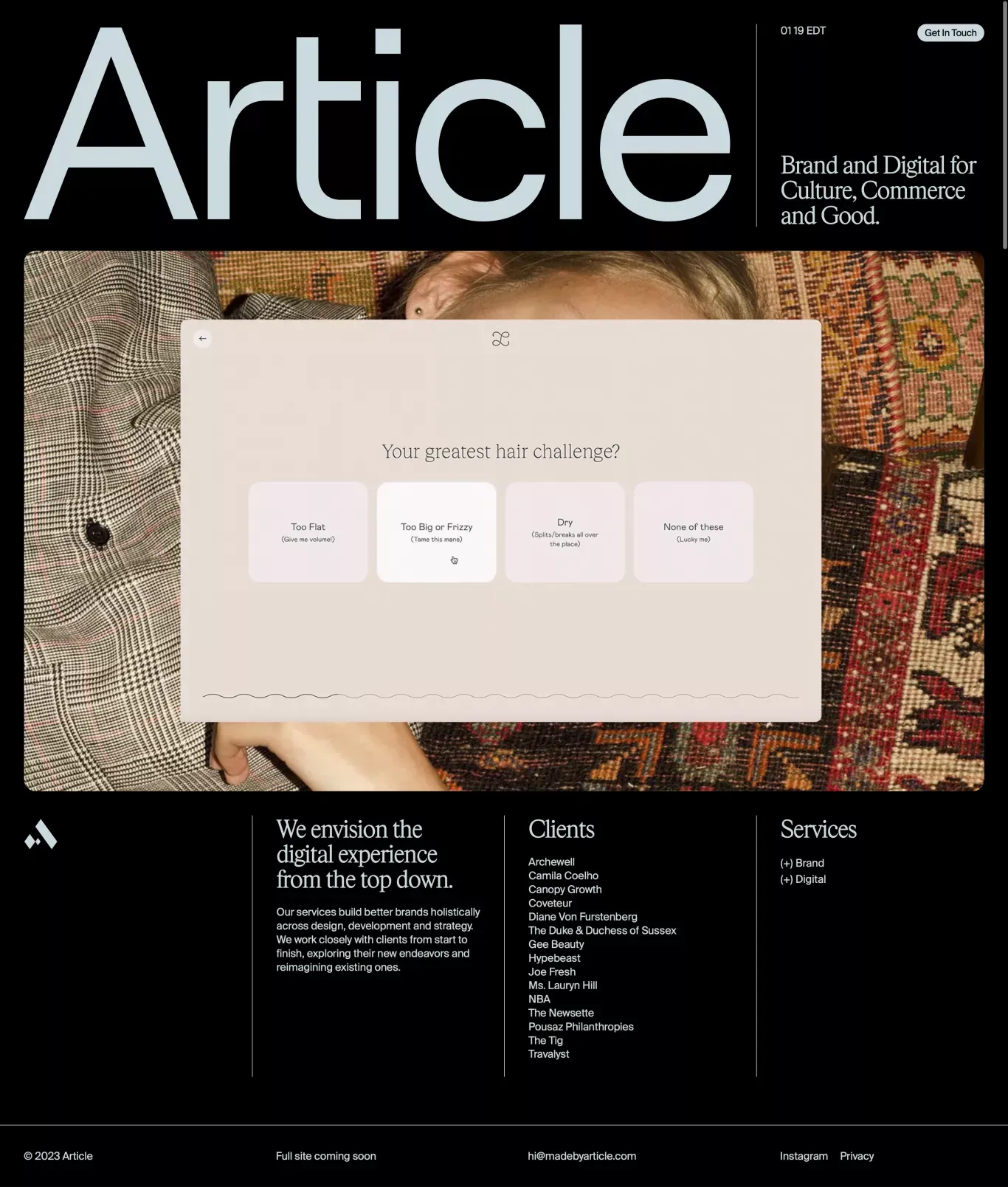 Article | Branding and Digital for Culture, Commerce and Good. - Portfolio design