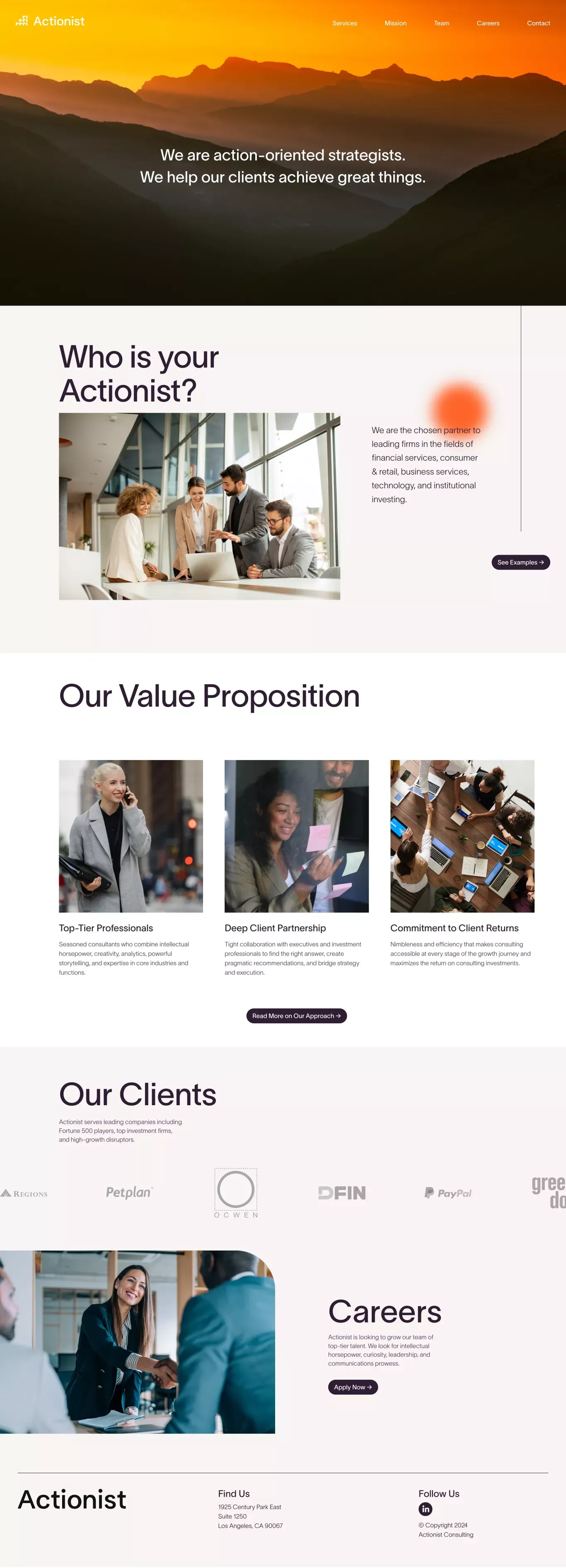Actionist Consulting Group - Landing design