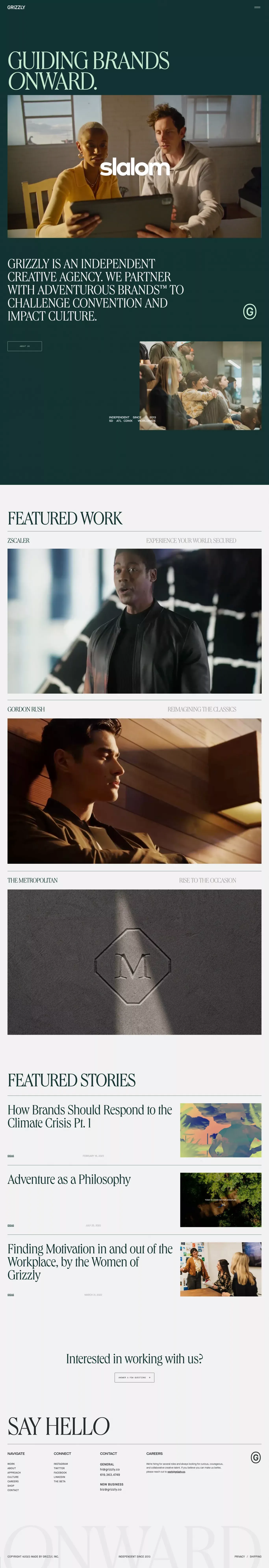 Independent Creative Agency | Grizzly™ - Guiding Brands Onward - Portfolio design